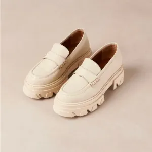 ALOHAS Trailblazer Cream Leather Chunky Platform Loafers- Size 40 (9)