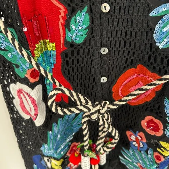 America &amp; Beyond Women's Maison Black Embroidered Shirt Dress Size S