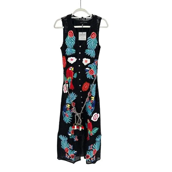 America &amp; Beyond Women's Maison Black Embroidered Shirt Dress Size S