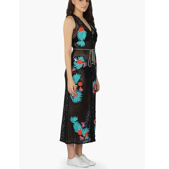 America &amp; Beyond Women's Maison Black Embroidered Shirt Dress Size S