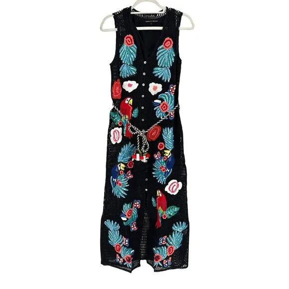 America &amp; Beyond Women's Maison Black Embroidered Shirt Dress Size S