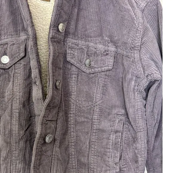 American Eagle Soft Purple Corduroy Sherpa Lined Trucker Jacket NEW Size XS
