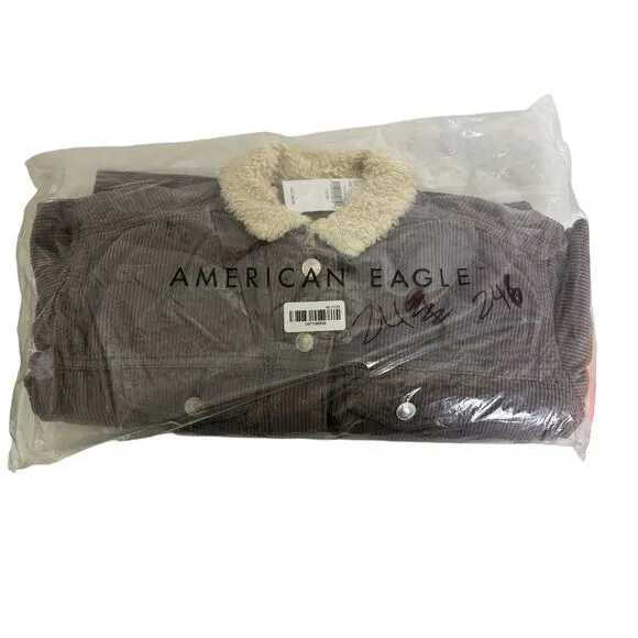 American Eagle Soft Purple Corduroy Sherpa Lined Trucker Jacket NEW Size XS