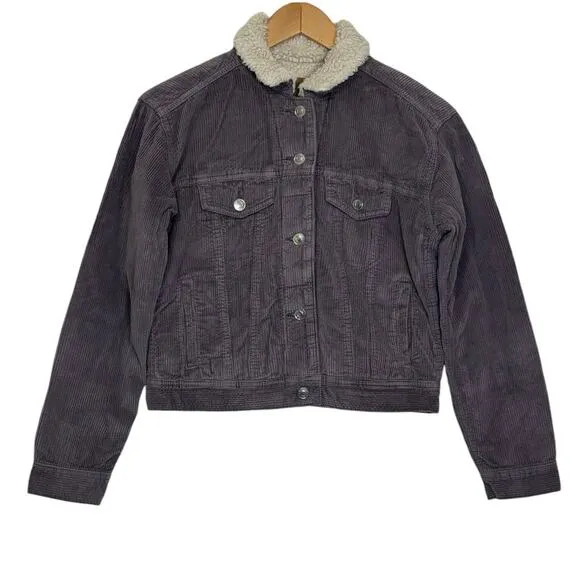 American Eagle Soft Purple Corduroy Sherpa Lined Trucker Jacket NEW Size XS