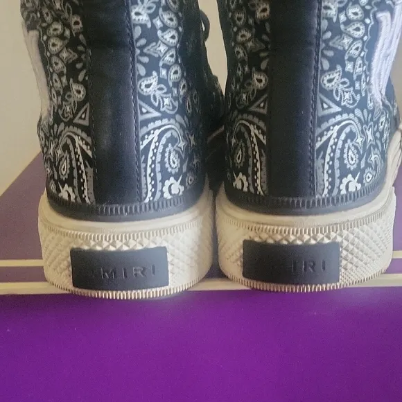 AMIRI, BLACK /WHITE HIGH TOP SNEAKERS LEATHER LINNING.