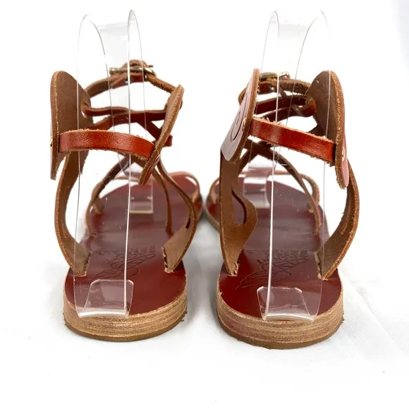 Ancient Greek Sandals Penelope Brown Leather Gladiator Flat Strappy 7
