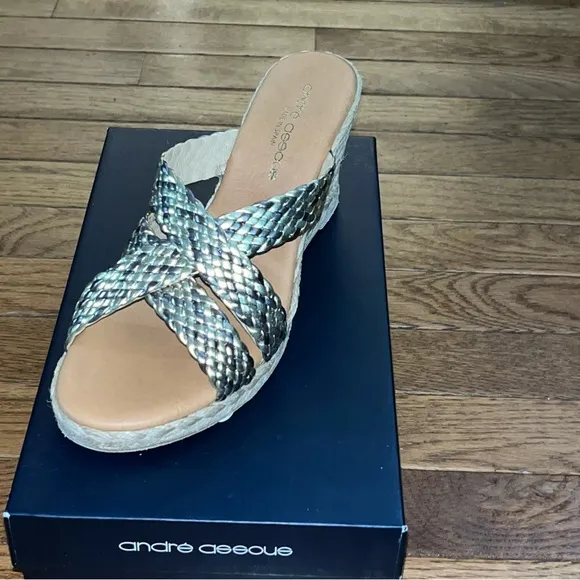 Andre Assous Nedra Wedge Sandals Metallic Multi Women’s 8 Espadrilles Inspired