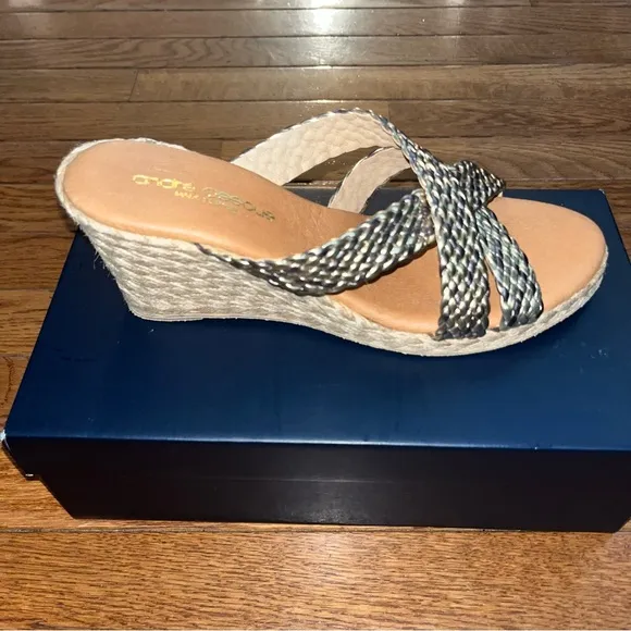 Andre Assous Nedra Wedge Sandals Metallic Multi Women’s 9 Espadrilles Inspired