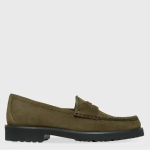 Ann Mashburn Lug Sole Loafer in Military size 39