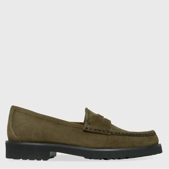Ann Mashburn Lug Sole Loafer in Military size 39
