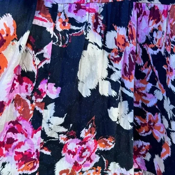 Anthropologie Blossom Textured Floral Smocked Back Maxi Dress Pockets