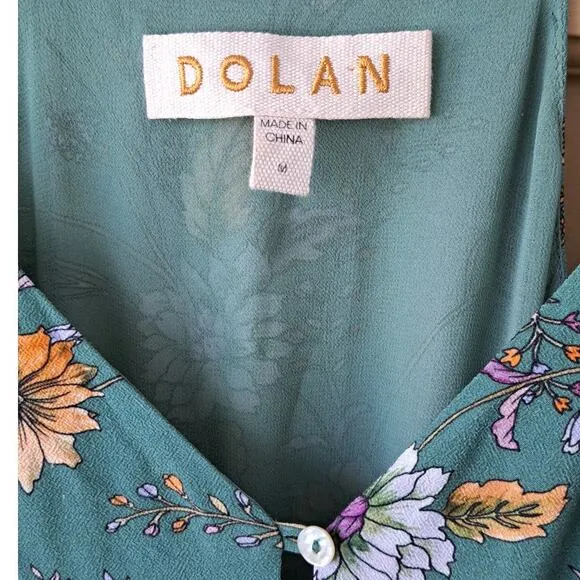 Anthropologie Dolan Verdure Maxi Dress Medium Boho Green Floral Tiered Strappy