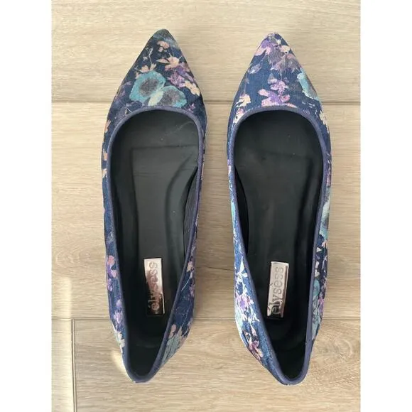 Anthropologie elysess Velvet Ballet Flats Floral Size EU 36/US 5/5.5