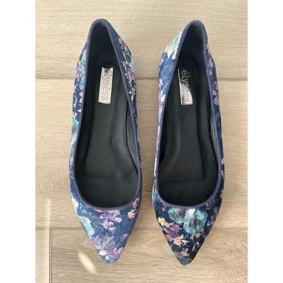 Anthropologie elysess Velvet Ballet Flats Floral Size EU 36/US 5/5.5