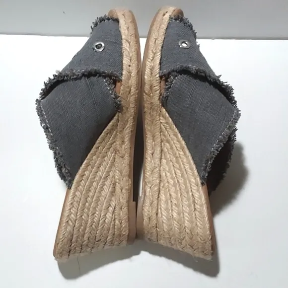 Anthropologie Grommet Wedge Sandals Jute Eapadrille Criss Cross Blue Size 40 (9)