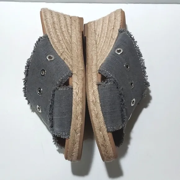 Anthropologie Grommet Wedge Sandals Jute Eapadrille Criss Cross Blue Size 40 (9)