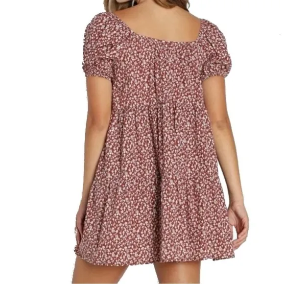 Anthropologie × Lacausa Playa Mini Babydoll Mushroom Dress Cocoa Magic MED NEW