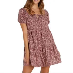 Anthropologie × Lacausa Playa Mini Babydoll Mushroom Dress Cocoa Magic MED NEW