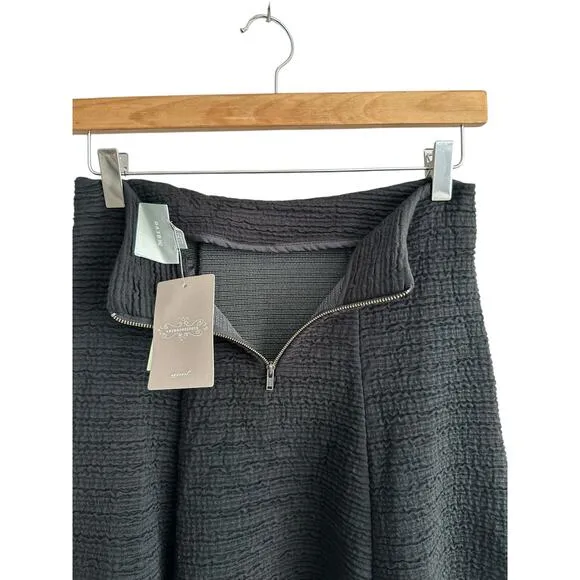 Anthropologie Maeve Black Cross Town Swing Textured Mini Skirt Size XS