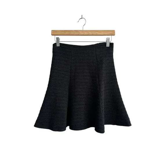 Anthropologie Maeve Black Cross Town Swing Textured Mini Skirt Size XS
