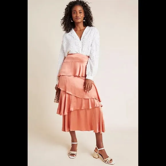 Anthropologie Maeve Cassia Tiered Maxi Skirt