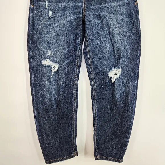 Anthropologie Petite Pilcro Bow Boyfriend Curved Leg Jean Cropped Distressed 28P
