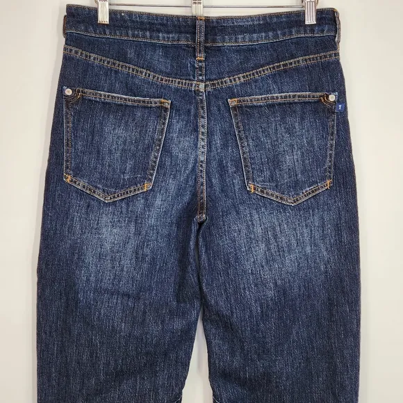 Anthropologie Petite Pilcro Bow Boyfriend Curved Leg Jean Cropped Distressed 28P