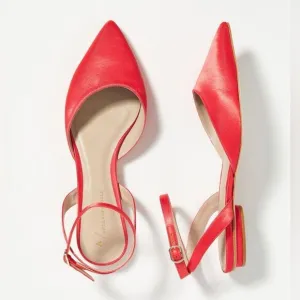 Anthropologie Satin Slingback Flats NIB