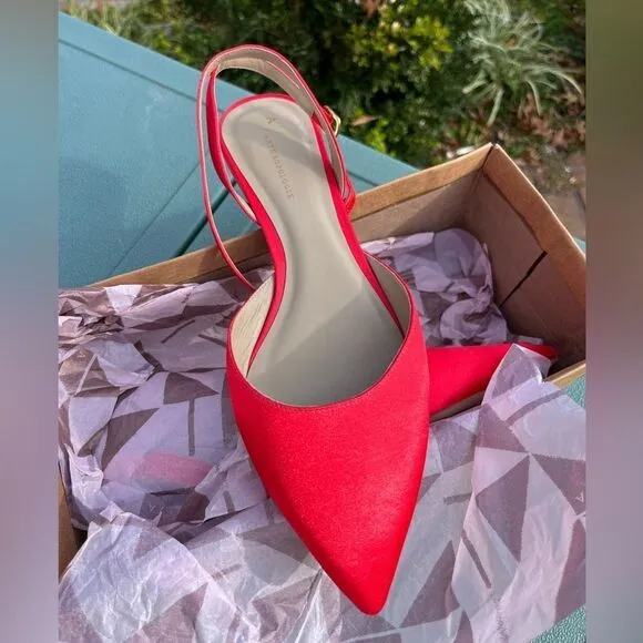 Anthropologie Satin Slingback Flats NIB