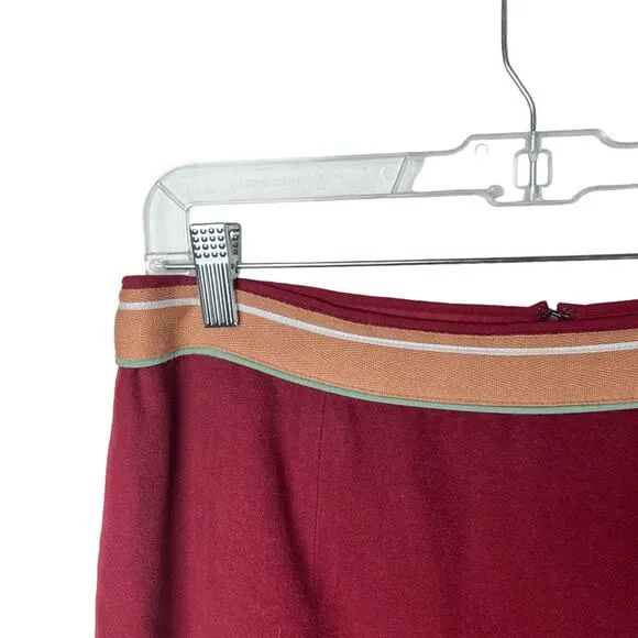 Anthropologie Sleeping On Snow Maroon A-Line Midi Skirt Sz 12