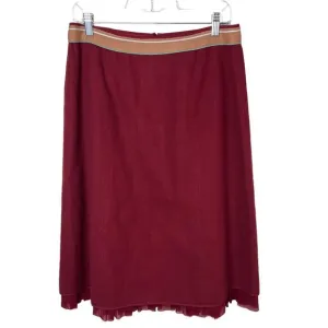 Anthropologie Sleeping On Snow Maroon A-Line Midi Skirt Sz 12