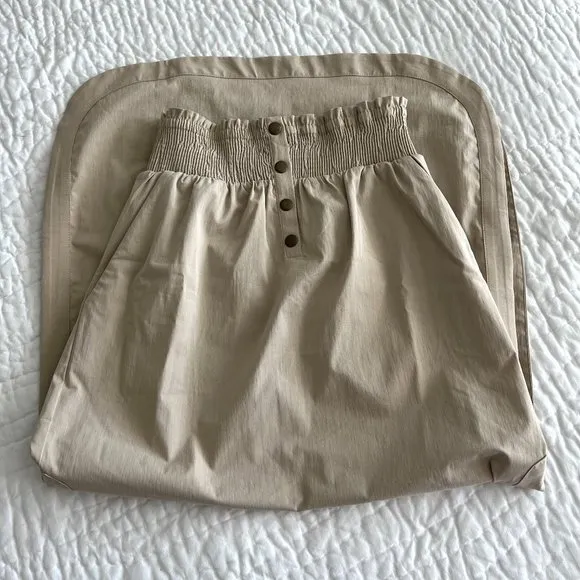 Anthropologie Smocked Waist Skirt in Beige NWT