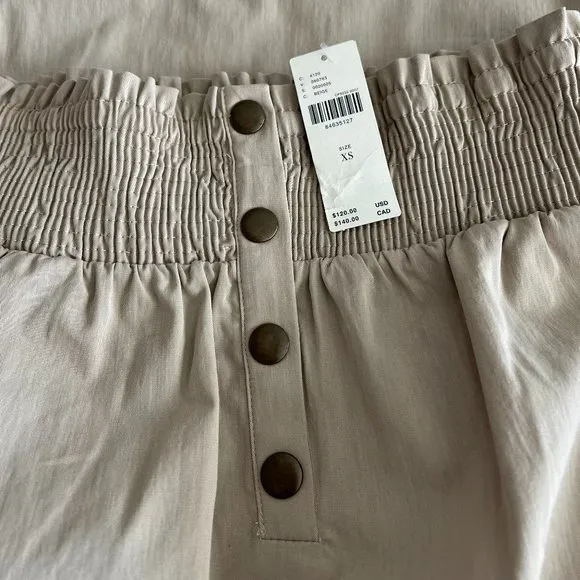 Anthropologie Smocked Waist Skirt in Beige NWT