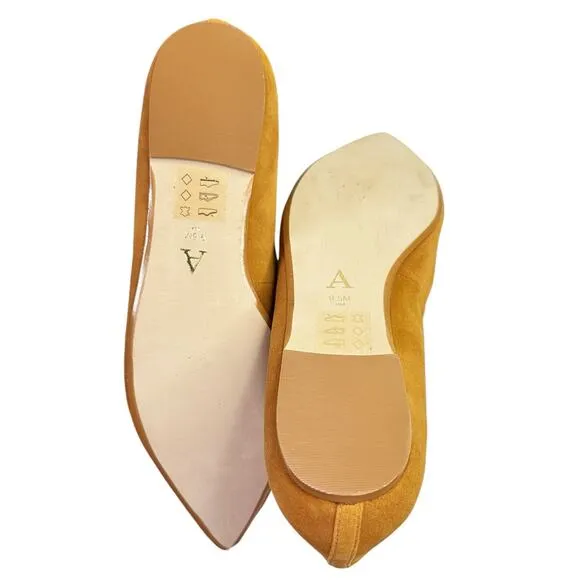 Anthropologie T-Strap City Flats Pointed Golden Mustard Yellow Women 9.5