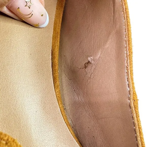 Anthropologie T-Strap City Flats Pointed Golden Mustard Yellow Women 9.5