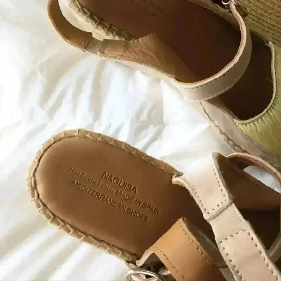 Anthropoloie New Naguisa Leather Espadrille Wedge