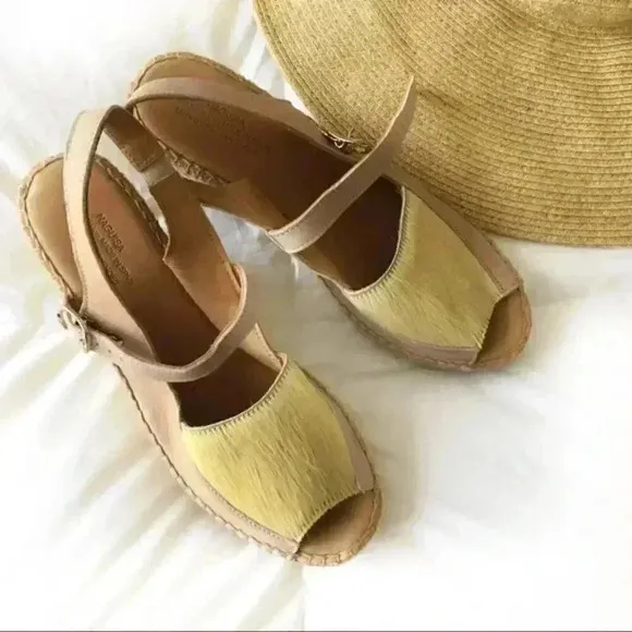 Anthropoloie New Naguisa Leather Espadrille Wedge