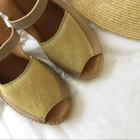 Anthropoloie New Naguisa Leather Espadrille Wedge