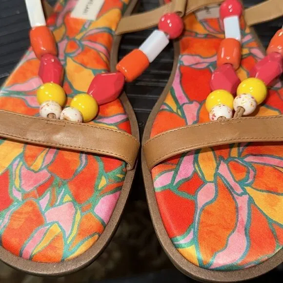 Antonio Melani | Loola Beaded Leather Ankle Wrap Flat Sandals