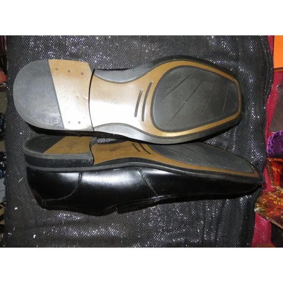 Apt. 9 Kingman Men's Black Leather Loafers Slip On Dress Career Shoes size 13