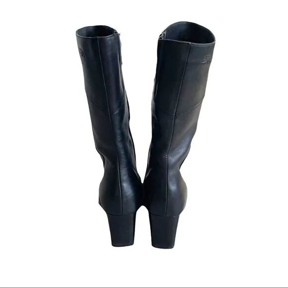 Aqua College Black Insulated Waterproof Tall Winter Boot Square Toe Heel 8.5