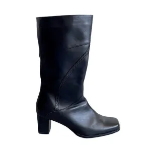 Aqua College Black Insulated Waterproof Tall Winter Boot Square Toe Heel 8.5