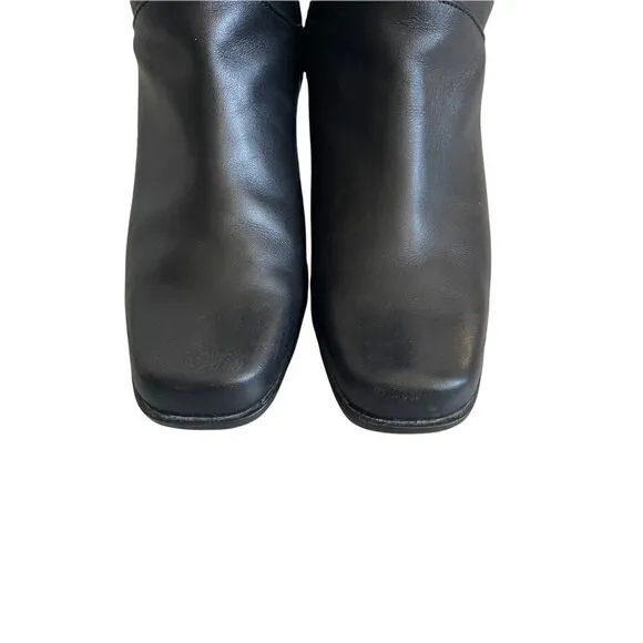 Aqua College Black Insulated Waterproof Tall Winter Boot Square Toe Heel 8.5