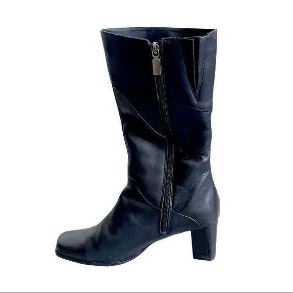 Aqua College Black Insulated Waterproof Tall Winter Boot Square Toe Heel 8.5