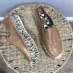 AQUATALIA Jen Tan Leather Platform Slip On Espadrilles