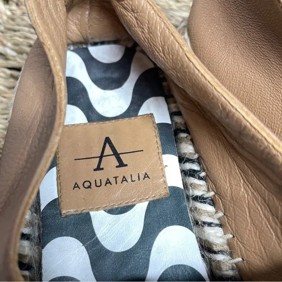 AQUATALIA Jen Tan Leather Platform Slip On Espadrilles