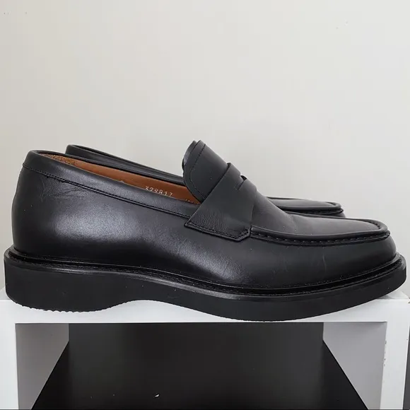 Aquatalia Kurt Black Leather Platform Penny Loafers 8 Italy Nordstrom