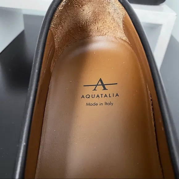 Aquatalia Kurt Black Leather Platform Penny Loafers 8 Italy Nordstrom