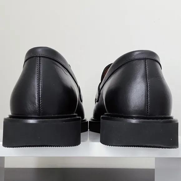 Aquatalia Kurt Black Leather Platform Penny Loafers 8 Italy Nordstrom