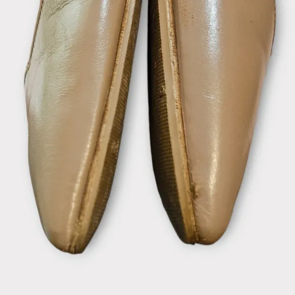 Aquazzura Beige Leather Chrstie Ankle Wrap Pointed Toe Flats
